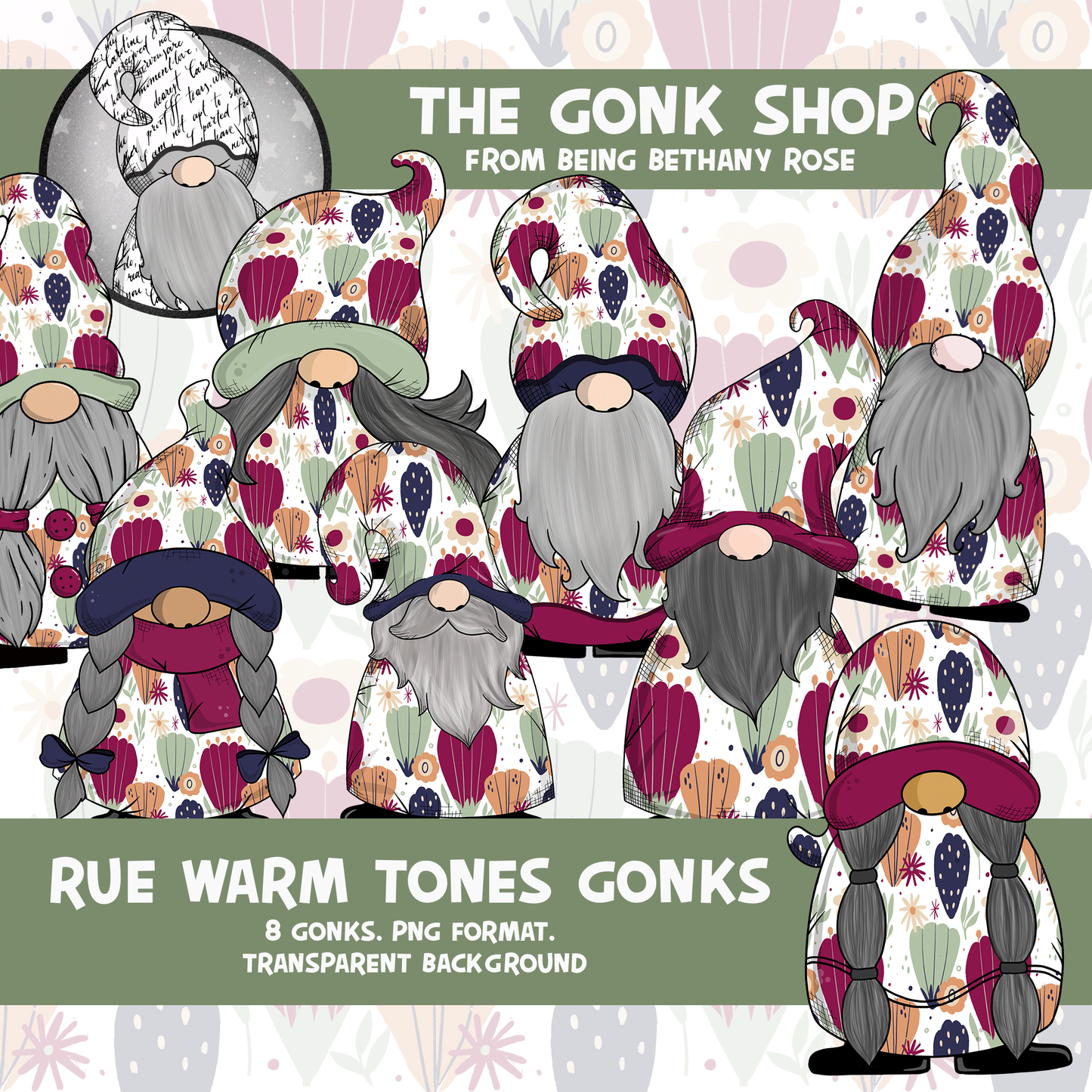 "Rue" Warm pattern Gonk / Gnome Clipart / Digital Stickers *INSTANT DOWNLOAD* PNG files