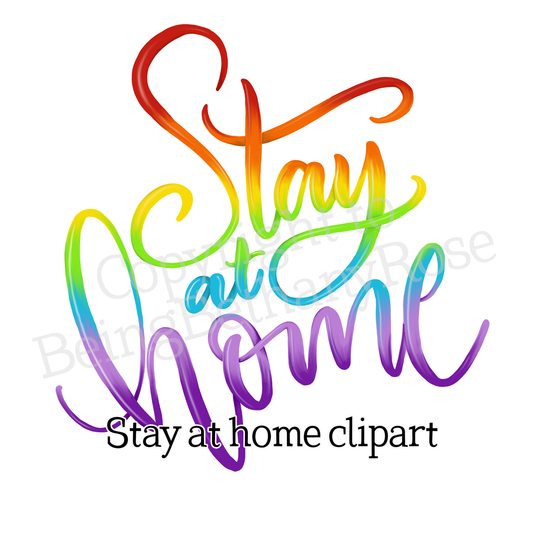 Stay at Home Lettering Clipart