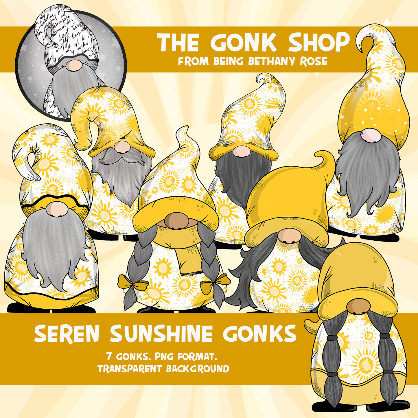"Seren" Sunshine Gonk / Gnome Clipart / Digital Stickers *INSTANT DOWNLOAD* PNG files