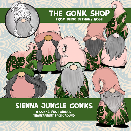 "Sienna" Pink Jungle Gonk / Gnome Clipart / Digital Stickers *INSTANT DOWNLOAD* PNG files