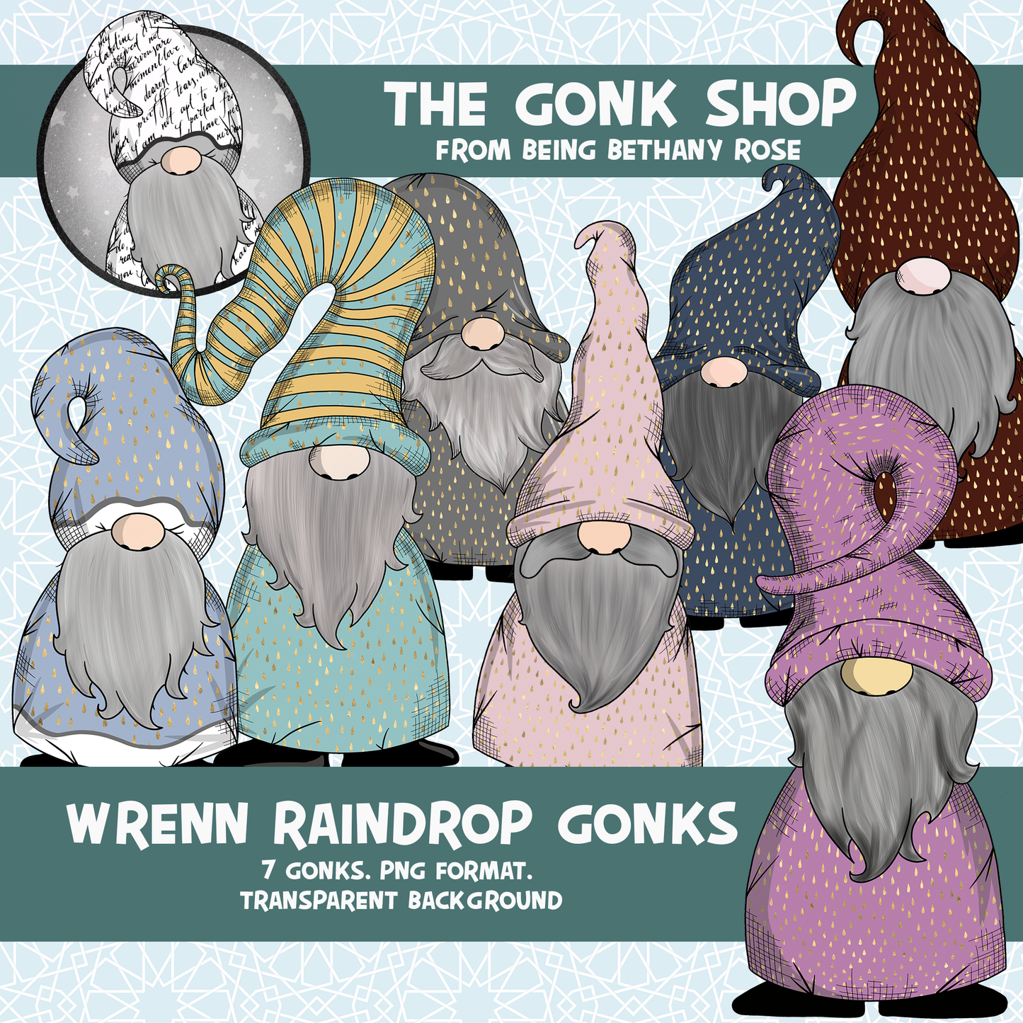 "Wrenn" Raindrop Gonk / Gnome Clipart / Digital Stickers *INSTANT DOWNLOAD* PNG files