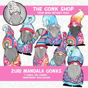 "Zuri" Water colour Mandala  Gonk / Gnome Clipart / Digital Stickers *INSTANT DOWNLOAD* PNG files