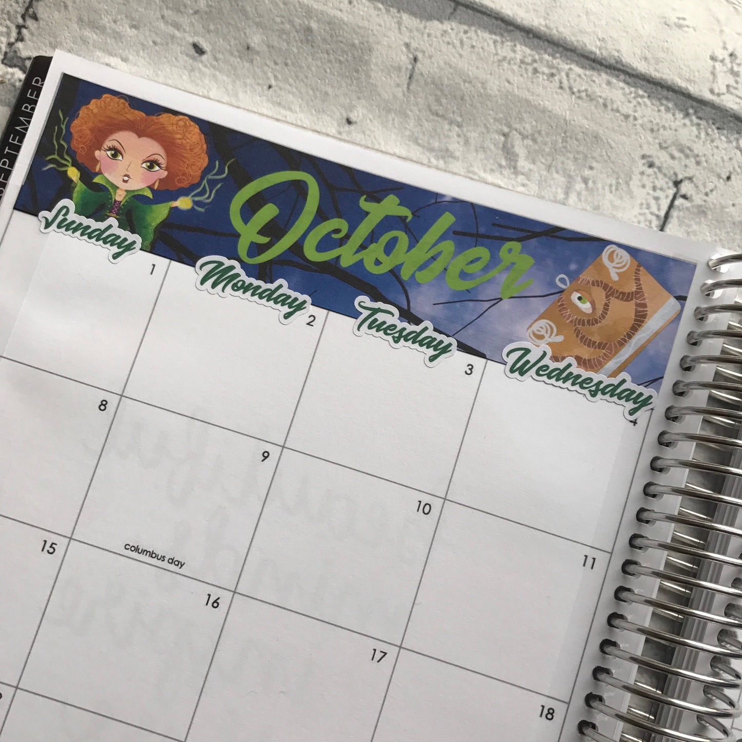 Hocus  Monthly View Kit (can change month) for the Erin Condren Planners