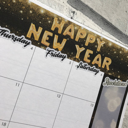 Happy new year Monthly View and Notes Page Kit for the Erin Condren Planners