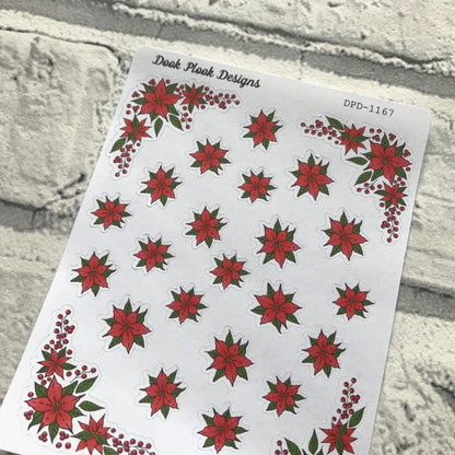 Poinsettia / Christmas stickers (DPD1345)