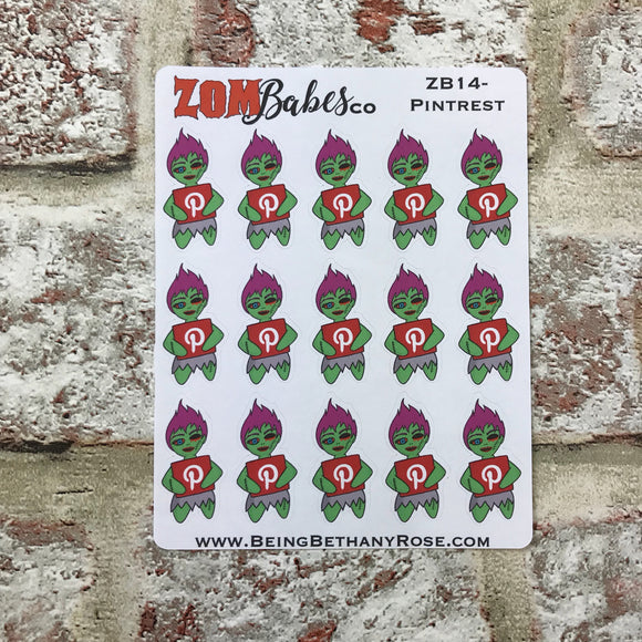 Social Media (Pintrest) Zombabe sticker for planners (ZB14)