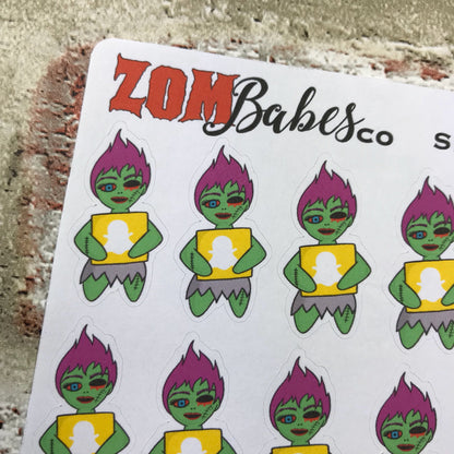 Social Media (Snapchat) Zombabe sticker for planners (ZB10)