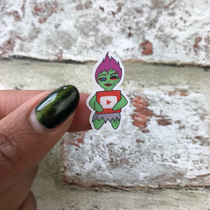 Social Media (You Tube) Zombabe sticker for planners (ZB11)