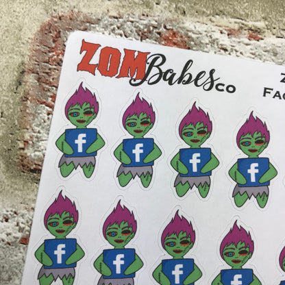 Social Media (Facebook) Zombabe sticker for planners (ZB15)