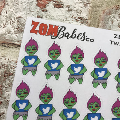 Social Media (twitter) Zombabe sticker for planners (ZB16)