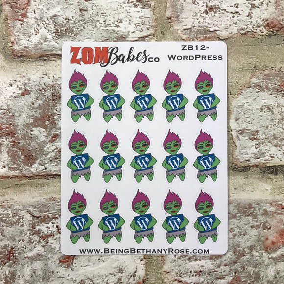 Social Media (wordpress blog) Zombabe sticker for planners (ZB12)