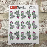 Theatre / Acting / Rehearsal Zombabe charcater stickers for planners (ZB23)