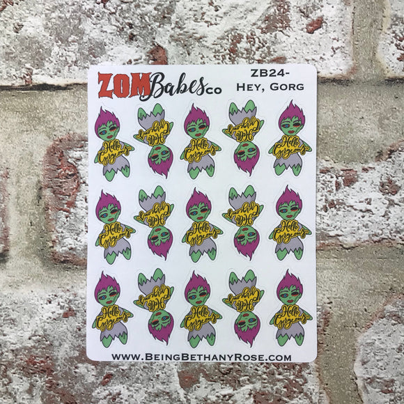 Hello Gorgeous! Zombabe character sticker for planners (ZB24)
