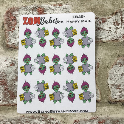 Happy Mail Zombabe sticker for planners (ZB25)