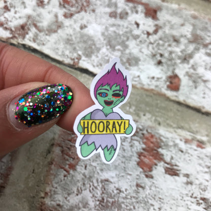 Hooray / celebrate Zombabe character sticker for planners (ZB27)