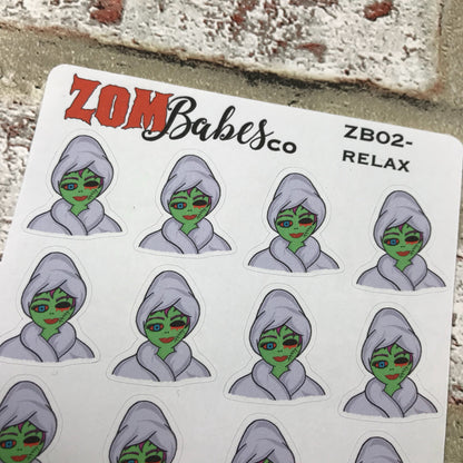 Relaxing self care hair wash Zombabe sticker for planners (ZB02)