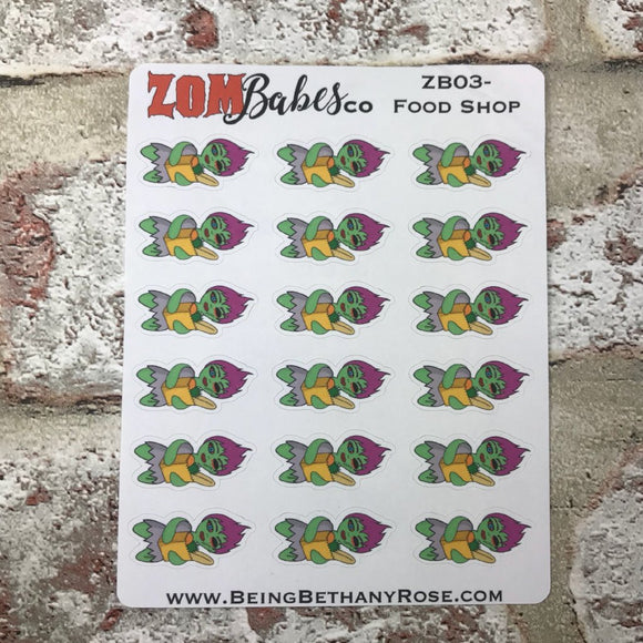 Food shop / grocery shop Zombabe sticker for planners (ZB03)