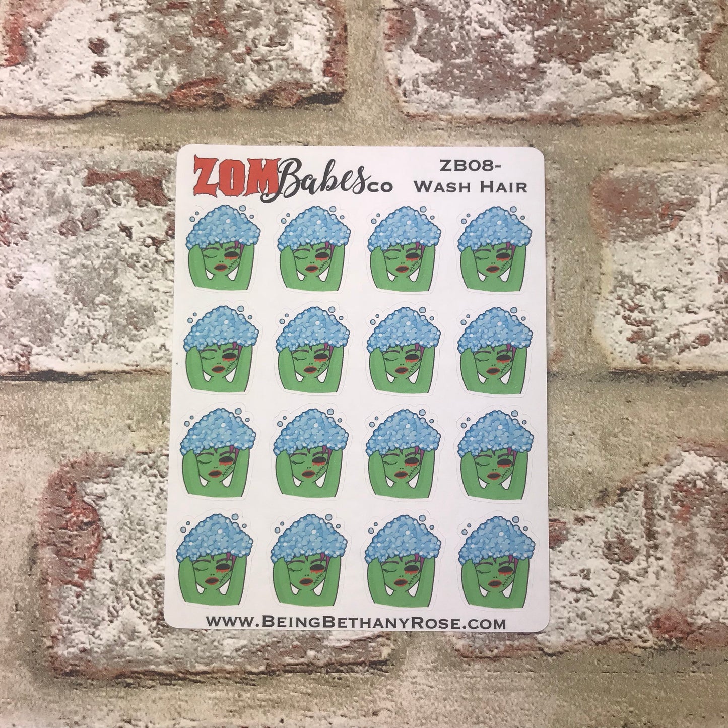 Hair Wash Zombabe sticker for planners (ZB08)