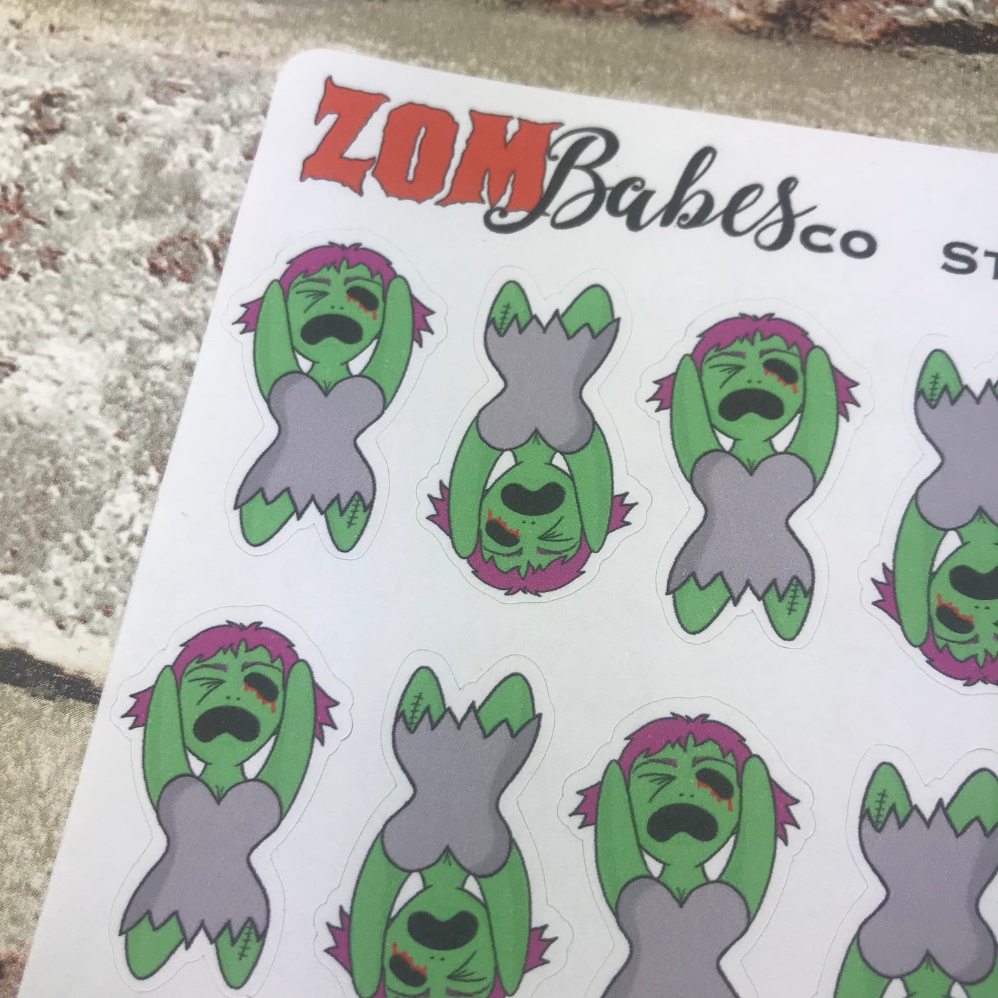 Stressed out Zombabe sticker for planners (ZB07)