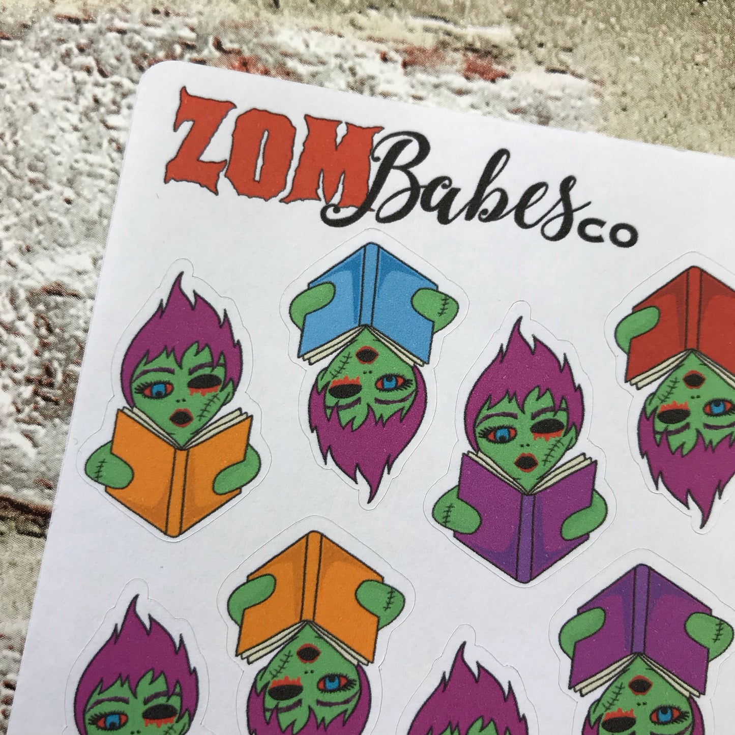 Reading / Book Zombabe sticker for planners (ZB18)