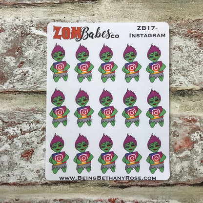 Social Media (Instagram, IG) Zombabe sticker for planners (ZB17)