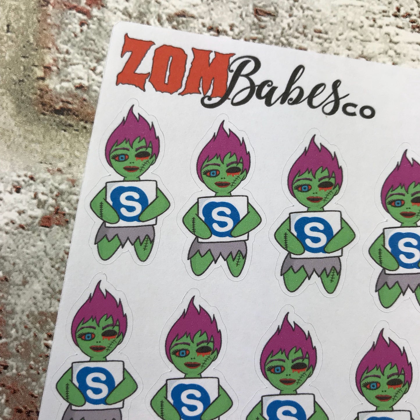 Social Media (Skype) Zombabe sticker for planners (ZB13)