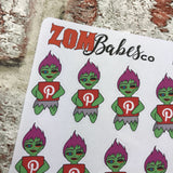 Social Media (Pintrest) Zombabe sticker for planners (ZB14)