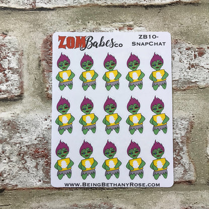 Social Media (Snapchat) Zombabe sticker for planners (ZB10)