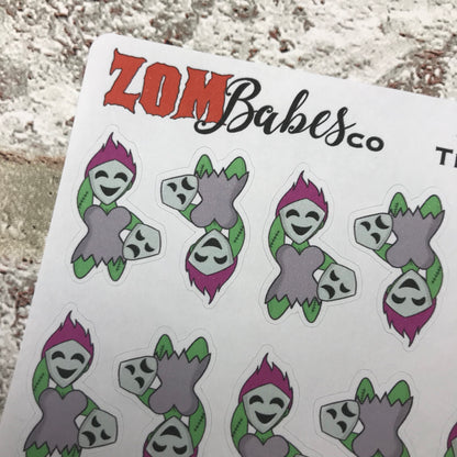 Theatre / Acting / Rehearsal Zombabe charcater stickers for planners (ZB23)
