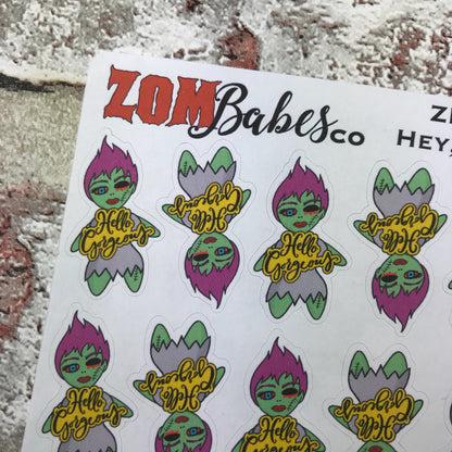 Hello Gorgeous! Zombabe character sticker for planners (ZB24)