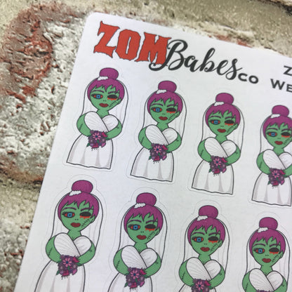 Wedding / Bride Zombabe character sticker for planners (ZB26)