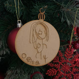 Christmas Bauble personalised with your childs drawing (MDF)
