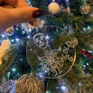Christmas Bauble personalised with your childs drawing (42 colours available) (Acrylic)
