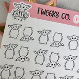 Small Fweeks Character  planner stickers / Happy Planner / Hobobichi / Passion Planner etc  (0003)