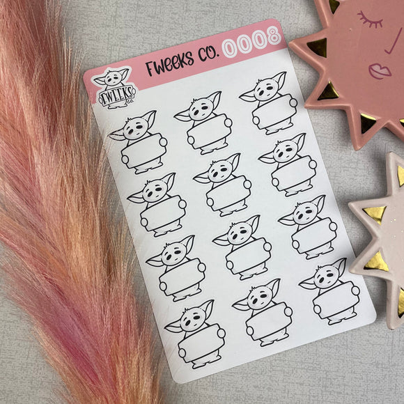 Blank Sign Fweeks Character  planner stickers / Hobonichi / Print Pression / Passion Planner etc  (0008)