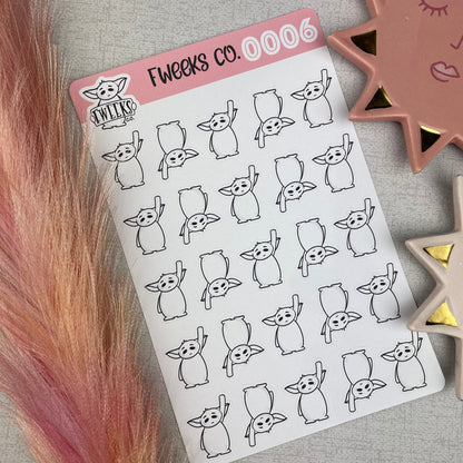 Me please / Waving Fweeks Character  planner stickers / Happy Planner / Filofax / Passion Planner etc  (0006)