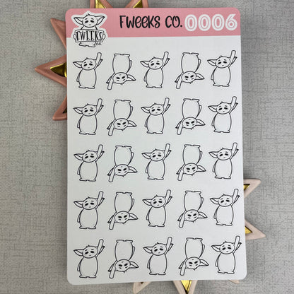 Me please / Waving Fweeks Character  planner stickers / Happy Planner / Filofax / Passion Planner etc  (0006)