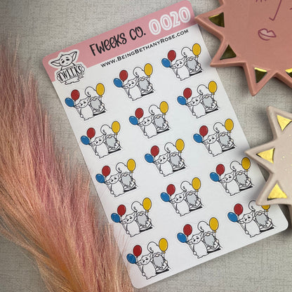 Balloon / Party / Celebration Fweeks Character Planner Stickers / Happy Planner / Hobinich / TN etc (0020)