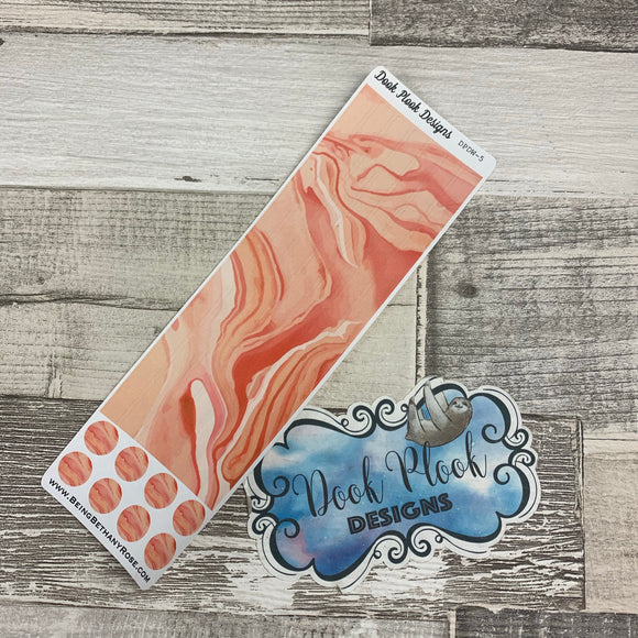 Passion Planner Hour Cover up / Washi strip stickers Peach Marble (DPDW-5)