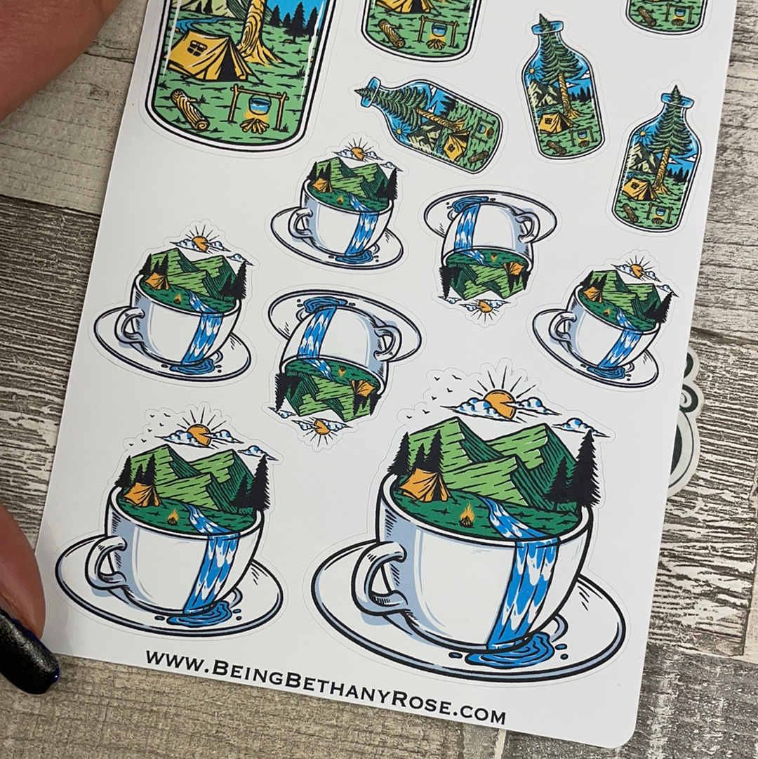 Camping / Mountains / wanderlust stickers  (DPD2075)