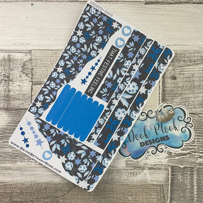 (0609) Passion Planner Daily Wave stickers - blue baubles