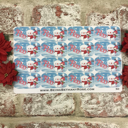 Personalised kids / adults Christmas Present Labels. (50 Flamingo Snowman)