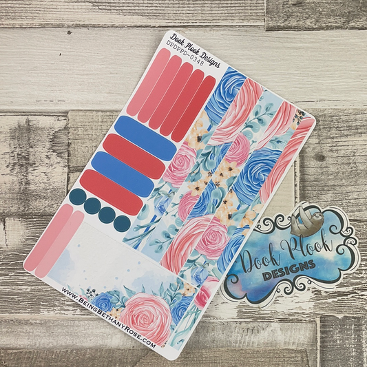 (0348) Passion Planner Daily stickers - Blue and Red Rose