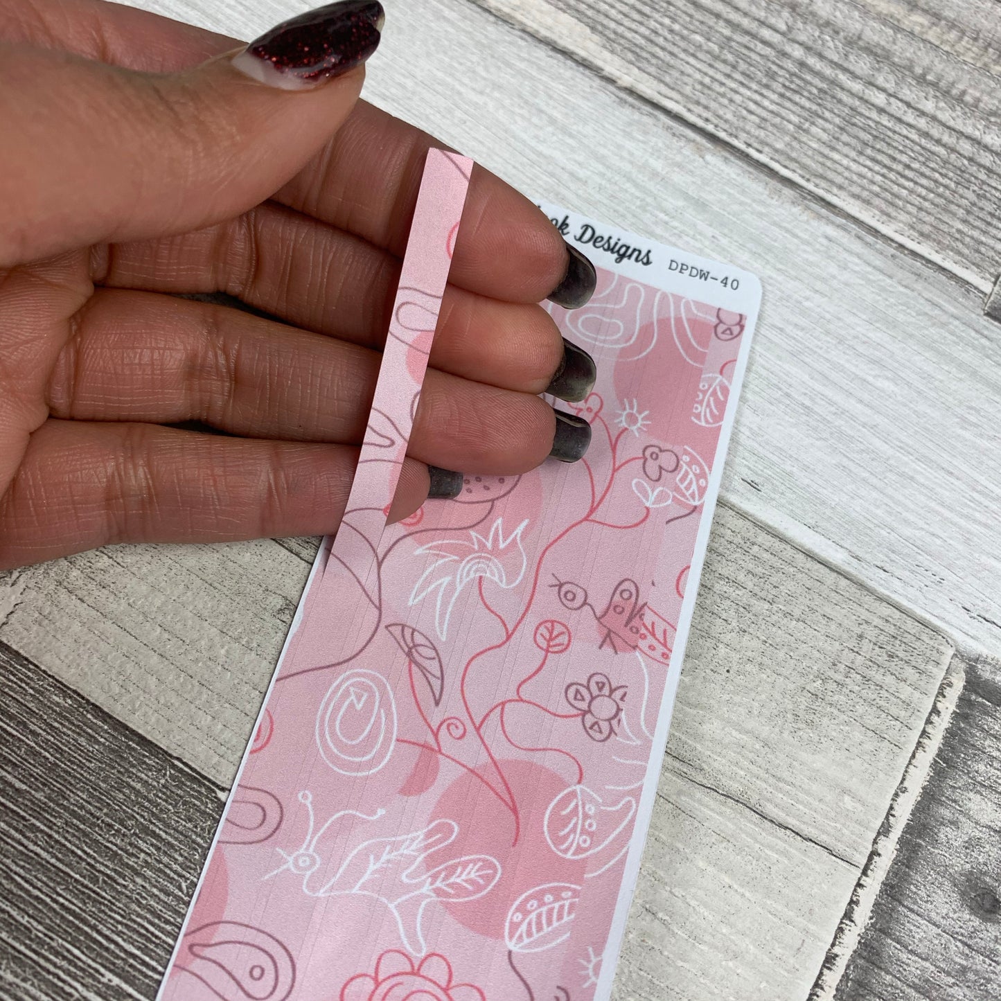 Passion Planner Hour Cover up / Washi strip stickers Pink Foliage (DPDW-40)