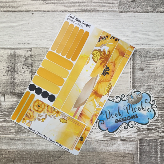 (0431) Passion Planner Daily stickers - Yellow Flower Burst