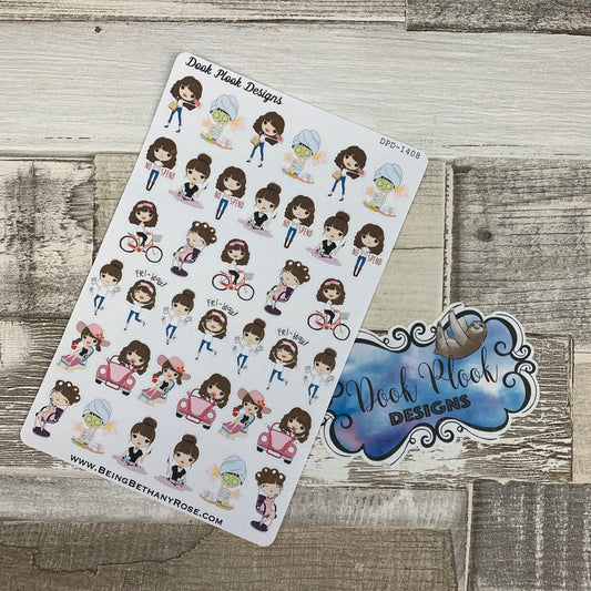 Mixed character White Woman Stickers (DPD1413)