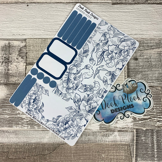 (0203) Passion Planner Daily stickers - Blue Flower