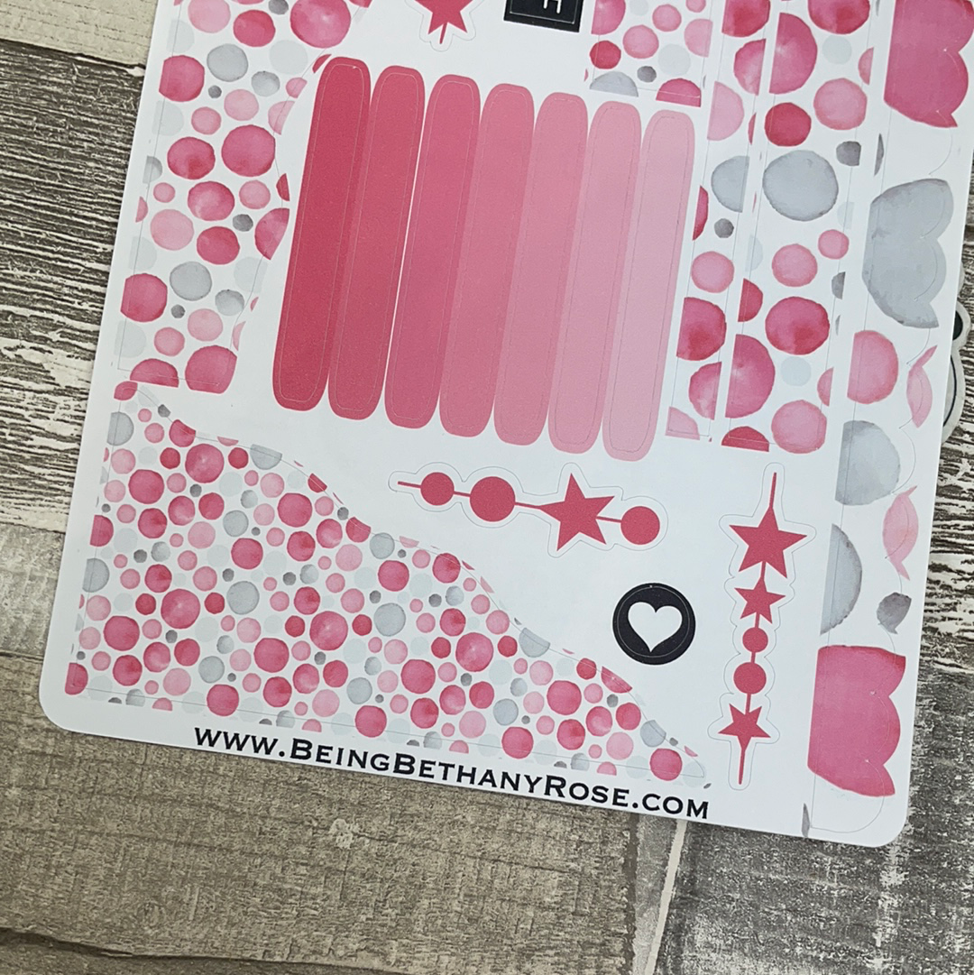 (383) Passion Planner Daily Wave stickers - Pink Spots