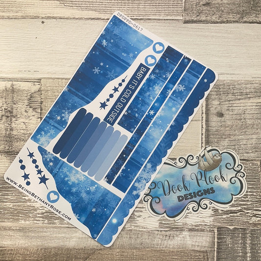 (0617) Passion Planner Daily Wave stickers - blue snow