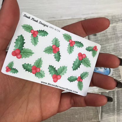 Christmas Holly stickers (Small Sampler Size) A726